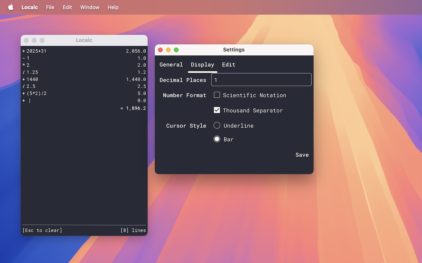 Devcalc Calculator Interface